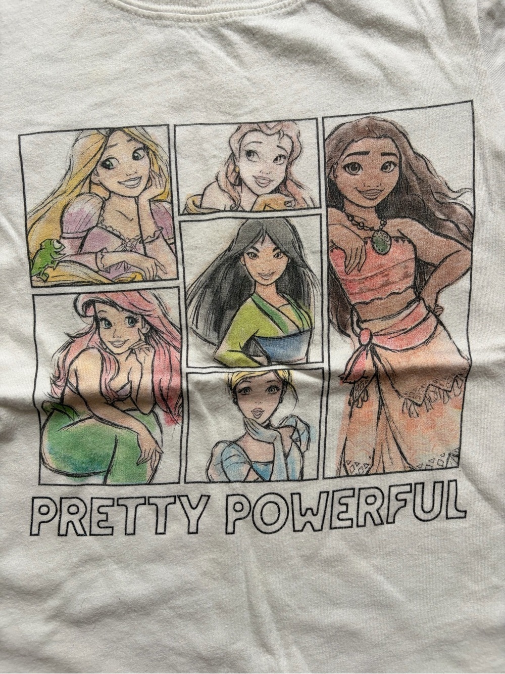 Disney White Girls Tee with Multicolor Princess Panels - Picture 2 of 3